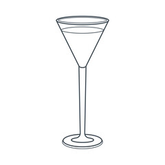 Dishes. A glass, cocktail, wineglass with a drink. Line art.