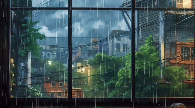 The overall atmosphere of the gloomy rain illustration evokes a sense of introspection, solitude, and the transient nature of emotions, leaving the viewer with a somber yet thought-provoking experienc