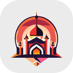 Modern mosque logo symbol or icon template, Mosque Leaf Creative Islamic logo design template, logo with a minimalist style.