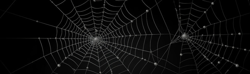Obraz premium Spider web on a black background.