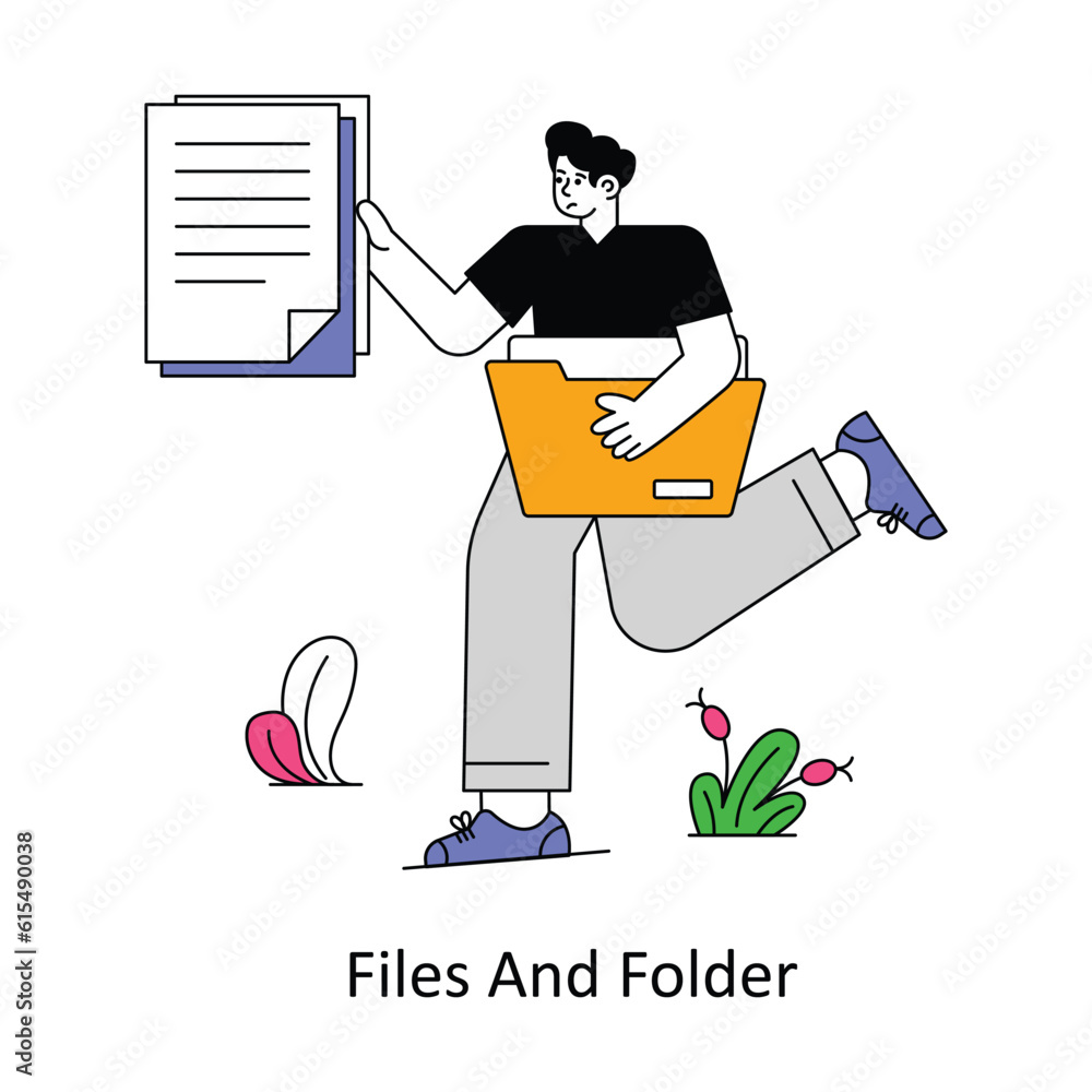 Poster files and folder flat style design vector illustration. stock illustration
