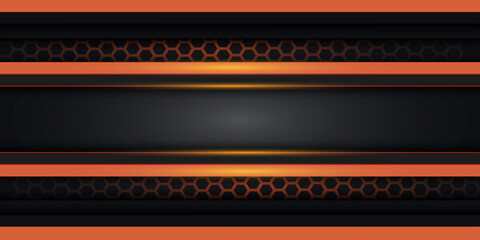 Modern Technology Dark Background with Orange Shape Elements Combination. Graphic Design Elements.