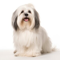 Havanese dog isolated on white background. Generative AI - obrazy, fototapety, plakaty