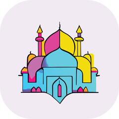 Modern mosque logo symbol or icon template, Mosque Leaf Creative Islamic logo design template, logo with a minimalist style.