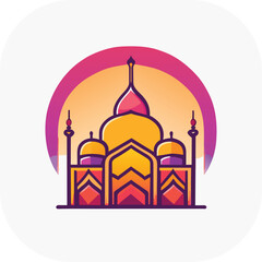 Modern mosque logo symbol or icon template, Mosque Leaf Creative Islamic logo design template, logo with a minimalist style.