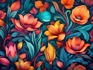 Colorful flower pattern 2, abstract, plants, color, wallpaper