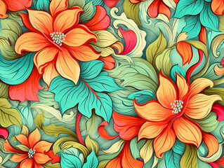 flower pattern 2, abstract, plants, color, wallpaper, orange, blue