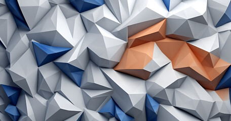 White blue and orange Polygon wall, abstract, pattern, wallpaper