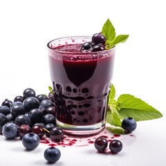 Acai berry juice isolated on white background. Generative AI