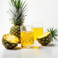 Pineapple juice isolated on white background. Generative AI