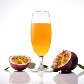 Passionfruit juice isolated on white background. Generative AI