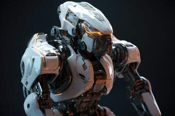 Fototapeta premium Humanoid Sci-Fi Cyborg Robot Portrait generative AI.