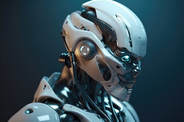 Fototapeta premium Humanoid Sci-Fi Cyborg Robot Portrait generative AI.