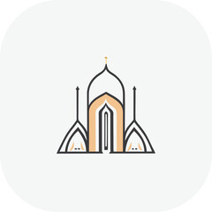 Modern mosque logo symbol or icon template, Mosque Leaf Creative Islamic logo design template, logo with a minimalist style.