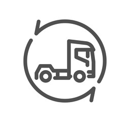 Truck logistics related icon outline and linear vector.