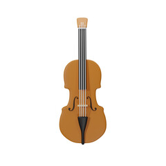 Fototapeta na wymiar brown violin isolated on white background 3d icon 3d render illustration