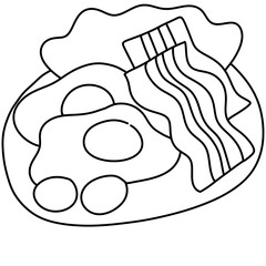 egg bacon breakfast cute illustration  outline