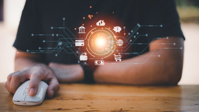 futuristic digital processing of biometric identification fingerprint scanner for access personal financial data. surveillance and security scanning of digital programs cyber futuristic applications