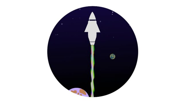 Animation of rockets that are hurtling into space there are many other celestial bodies such as stars and other planets 
