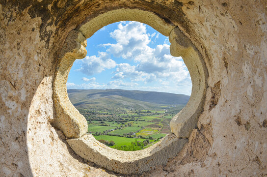 scenic view of Ildir valley view from Erythrai antique ruins in Cesme (Izmir province, Turkey)	
