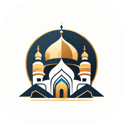 Modern mosque logo symbol or icon template, Mosque Leaf Creative Islamic logo design template, logo with a minimalist style.