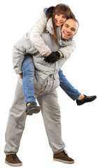 Young beauty couple in winter cloth