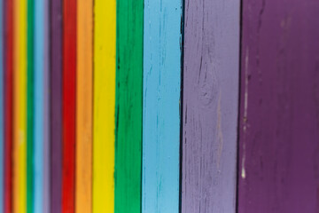 A painted fence colorful wooden background	