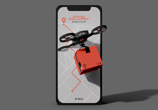 Smartphone App for Delivery Drone Mockup