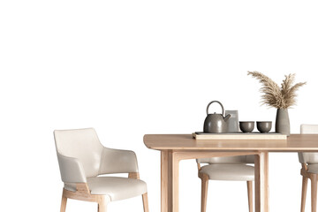 Table and chairs in 3d rendering isolated