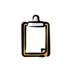 Clipboard - Stationery icon/illustration (Hand-drawn line, colored version)