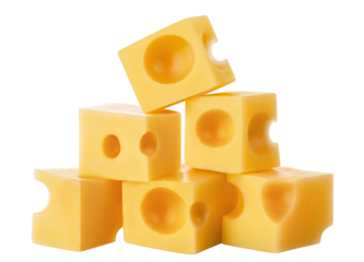 Pyramid of delicious cheese cubes cut out