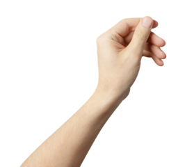 Hand holding something, cut out