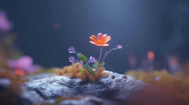 flowers in the rain HD 8K wallpaper Stock Photographic Image