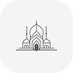 illustration of a mosque in the background, Islamic logo concept design vector, mosque pin vector , Muslim logo, icon 