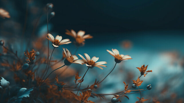flowers in the morning HD 8K wallpaper Stock Photographic Image