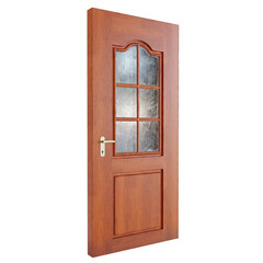 Light Brown Close Interior Door. Realistic 3D Render. Cut Out. Side View.
