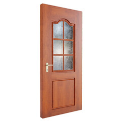 Obraz premium Light Brown Close Interior Door. Realistic 3D Render. Cut Out. Side View.