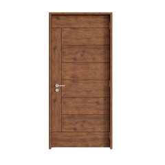 Brown Close Interior Door. Realistic 3D Render. Cut Out. Front View.