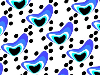 Ilustración de un arte abstracto de figuras geométricas de varios colores claros en un fondo de color blanco. © Elika R