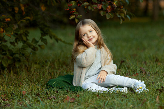 cute girl 4 years old. shooting in the park