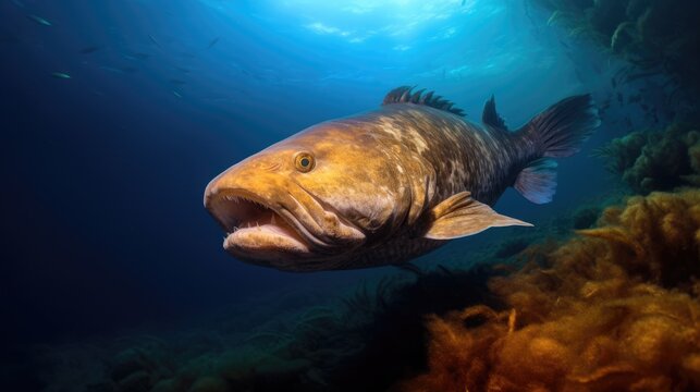 Codol Fish Closeup Swimming in an Aqua Sea