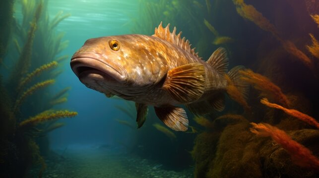 Codol Fish Closeup Swimming in an Aqua Sea