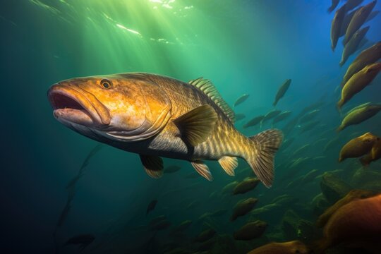 Codol Fish Closeup Swimming in an Aqua Sea