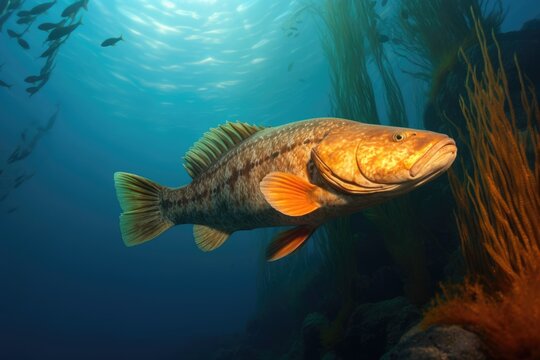 Codol Fish Closeup Swimming in an Aqua Sea