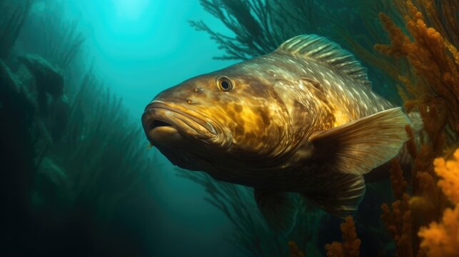 Codol Fish Closeup Swimming in an Aqua Sea