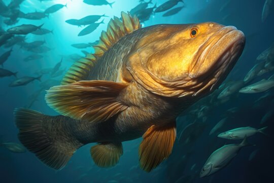 Codol Fish Closeup Swimming in an Aqua Sea