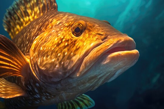 Codol Fish Closeup Swimming in an Aqua Sea