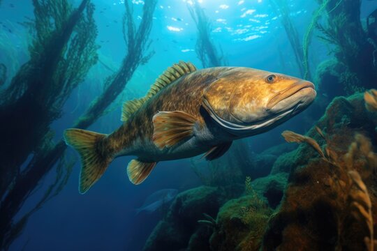 Codol Fish Closeup Swimming in an Aqua Sea