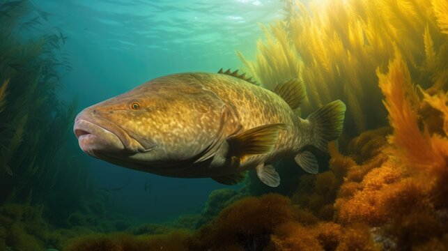 Codol Fish Closeup Swimming in an Aqua Sea