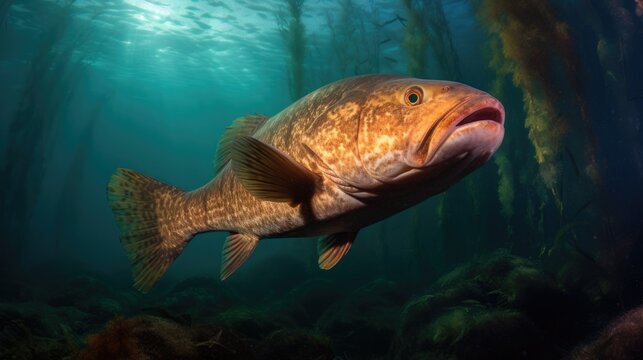 Codol Fish Closeup Swimming in an Aqua Sea